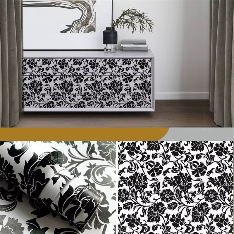 Brangdy Selbstklebende Tapete Modern Gestreift in Schwarz-Weiß aus PVC für Küchen- und Badezimmermöbel - Bild 3