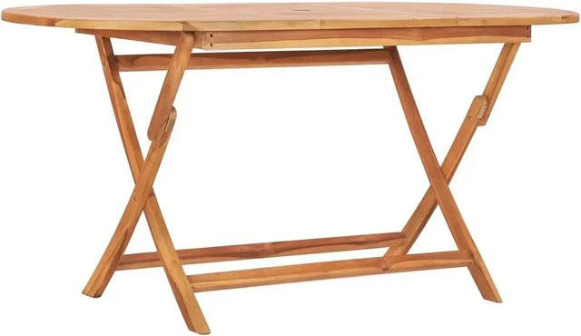 vidaXL Gartentisch klappbar aus Teakholz in Braun, B/T/H: 160 x 80 x 75 cm - Bild 1