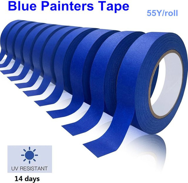 Blaues Malerband aus Papier, UV- und hitzebeständiges Maskierband für professionelle Anwendungen und Kfz-Reparaturen, Breite: 12,0 cm - Bild 1