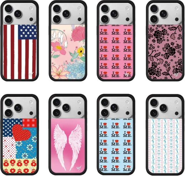 Wildflower Handyhülle für iPhone 17 Pro bis 12 Pro Max Plus mit schwarzer Rose und 3D Engelsflügeln in Schwarz - Bild 1