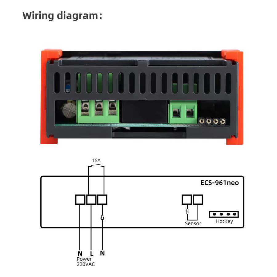 JUANJUAN ECS-961NEO Digitaler Thermostat und Luftfeuchtigkeitsregler in Schwarz - Bild 4