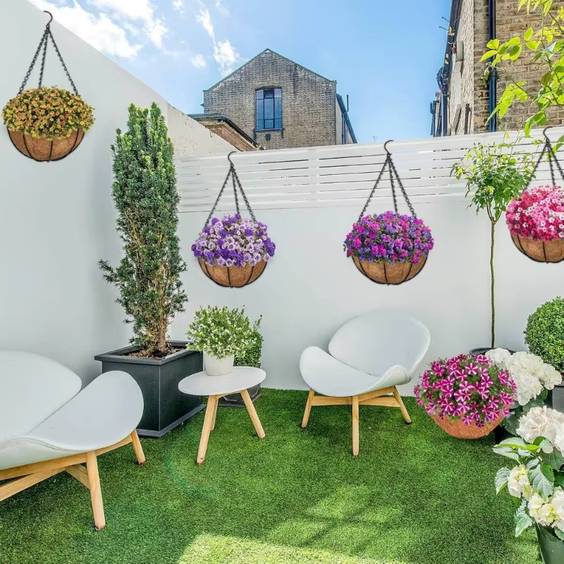 Hängender Blumentopf aus Kokosnuss mit Blumenhalter für die Gartendekoration in Braun - Bild 2