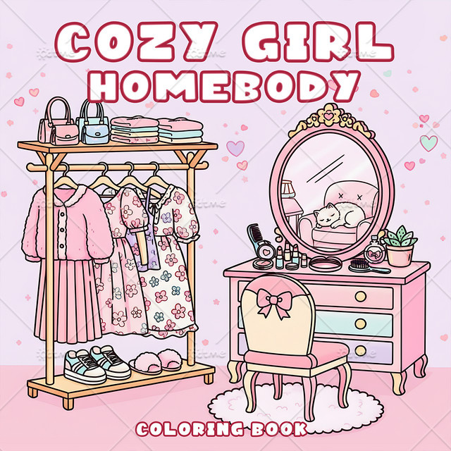 COZY GIRL HOMEBODY Malbuch für Erwachsene mit einfachen Mustern und niedlichen Motiven, Mehrfarbig - Bild 1
