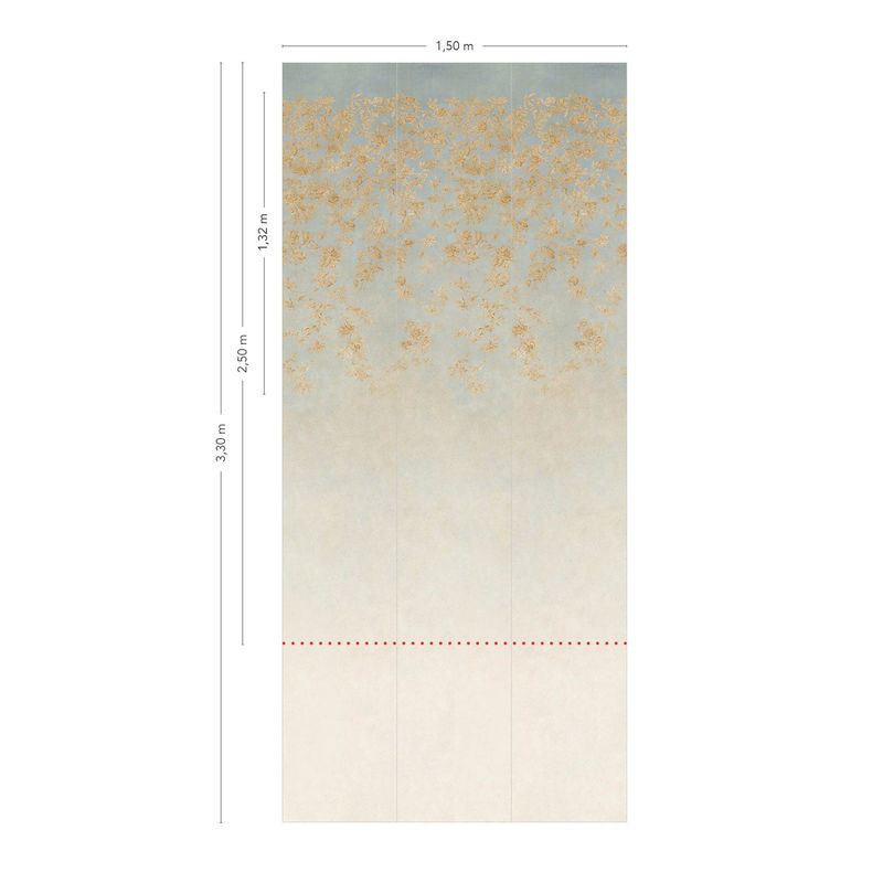 Isidore Leroy Wandtapete Passiflores in Blau mit floralem Art-Nouveau-Design, B/H: 150 x 330 cm - Bild 2