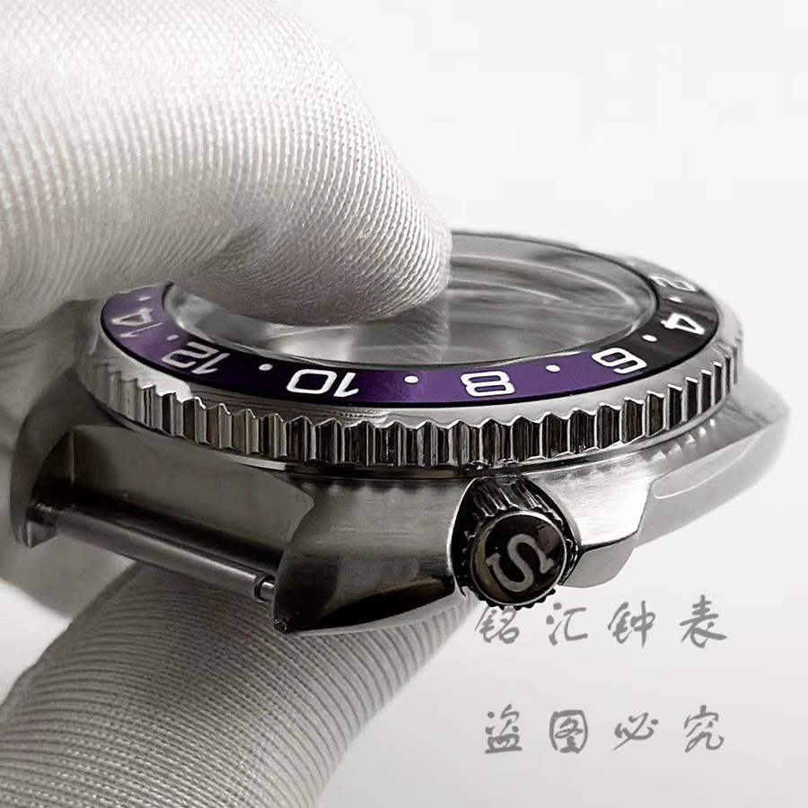 LIYAN Uhrengehäuse Turtle, Edelstahl, Schwarz-lila, 44 mm, Unisex - Bild 3
