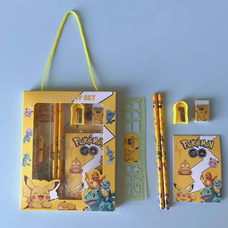Pokemon Pikachu 5-teiliges Schreibwarenset für Schüler in Gelb mit Federmäppchen und Zubehör - Bild 2