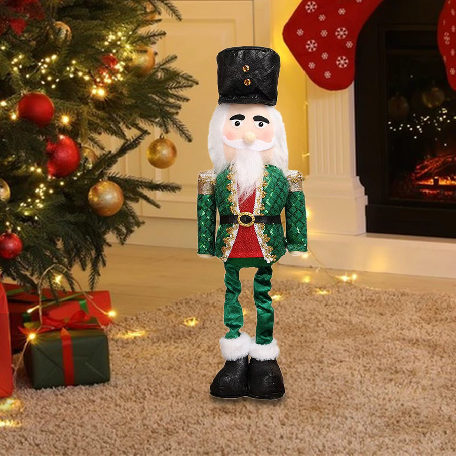 Homyl Weihnachts-Nussknacker Teleskopische Weihnachtsmann-Figur in Grün und Multicolour als Tischdekoration - Bild 4