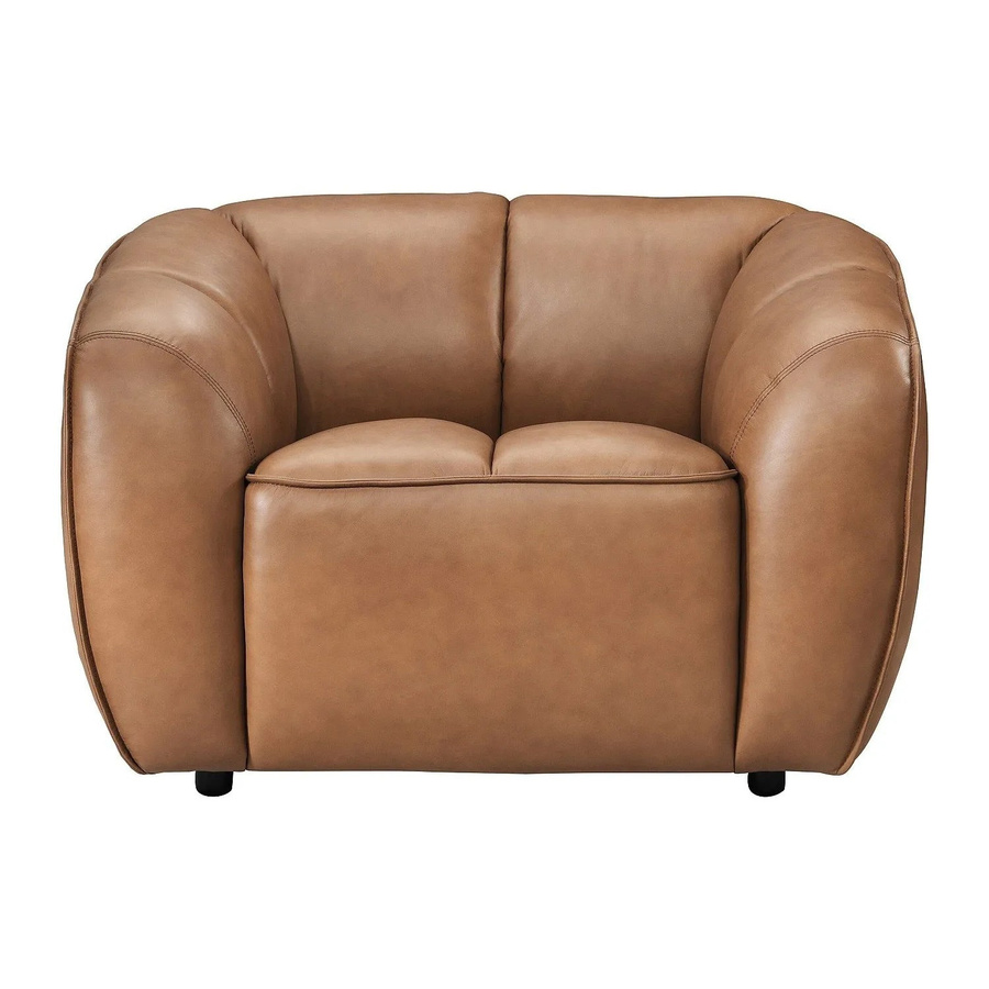 Pradoni Sessel mit gerader Rückenlehne aus Leder in Kamel, gesteppt, B/T/H: 111,5 x 77,5 x 90,0 cm - Bild 2