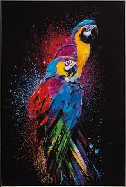 Art Universe Leinwandbild Farbenprächtige Papageien in Multicolour, Breite: 82 cm, Höhe: 122 cm - Bild 1