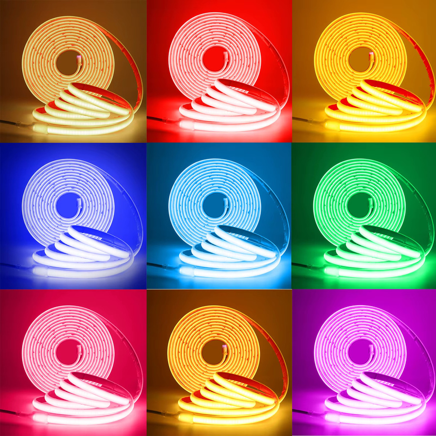 HEGEHE COB Neon LED-Streifen IP68 Wasserdicht für Garten und Outdoor, Flexibles Silikon Band mit 320 LEDs/m, Farben: Gelb, Rot, Weiß, Blau, Grün, Multicolour - Bild 4
