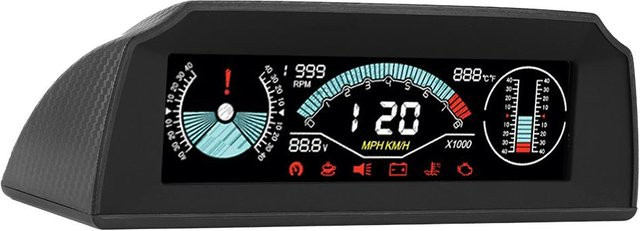 Koogeelife Computer Head-Up-Display mit Neigungsmesser, Auto-Tachometer, Kompass und Fehlercode-Löschfunktion in Schwarz - Bild 1