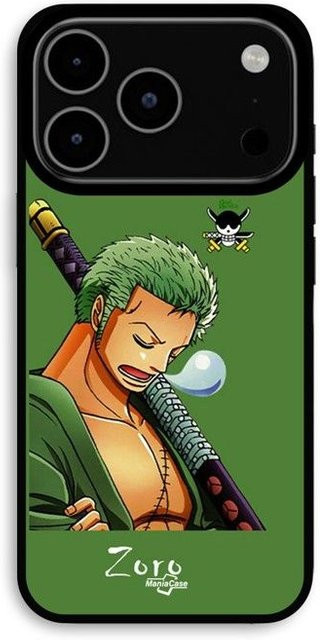 Maniacase iPhone 17 Pro Max Hülle mit Roronoa Zoro One Piece Manga Anime Design in Schwarz und Grün - Bild 1