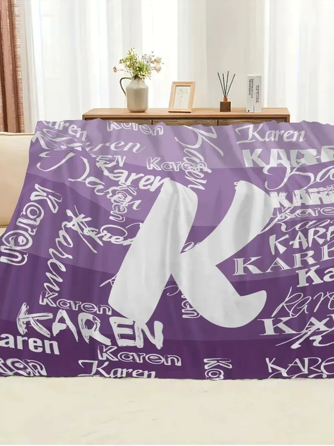Personalisierte Flanell-Plüsch-Winterdecke von SRH in Lila, weiche Fleece-Überwurfdecke für Bett und Sofa - Bild 6