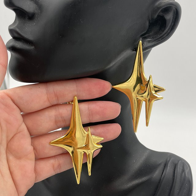 Ohrringe Stern, Gold, Messing, Damen - Bild 1