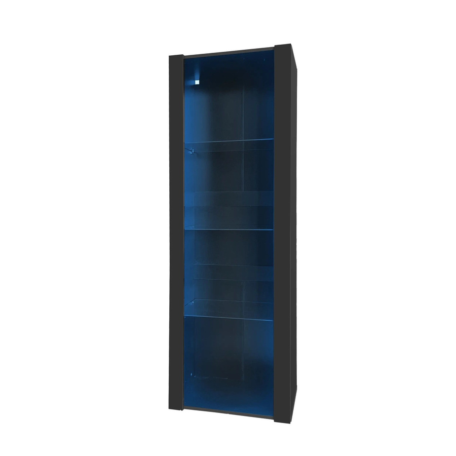 okwish Vitrine mit LED Beleuchtung und Glasböden in Schwarz, B/T/H: 55 x 38 x 166 cm - Bild 2