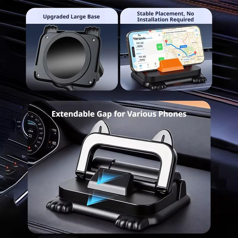 SEAMETAL Universeller 2-in-1 Auto-Handyhalter mit drehbarer GPS-Navigationshalterung und temporärem Parknummernschild in Schwarz - Bild 3