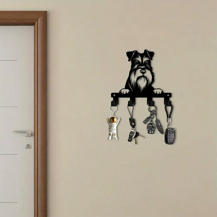 CIFBUY Schnauzer Schlüsselhalter aus Metall, wandmontierter Organizer mit Haken für Haustierliebhaber - Bild 4