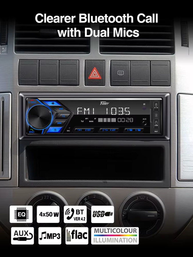 AKAMATE Universal Auto Radio mit Bluetooth, MP3, AUX, USB, TF-Karte und FM Radio in Schwarz - Bild 6