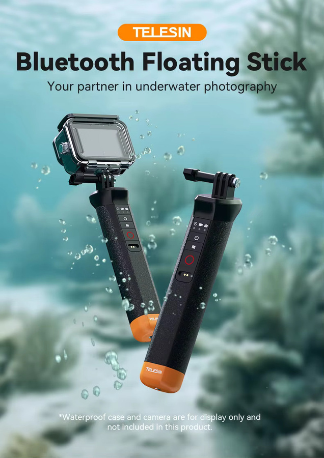TELESIN Auftriebsstange Selfie Stick mit kabelloser Fernbedienung und Handschlaufe in Schwarz für GoPro Hero 9, 10, 11 und 12 - Bild 2