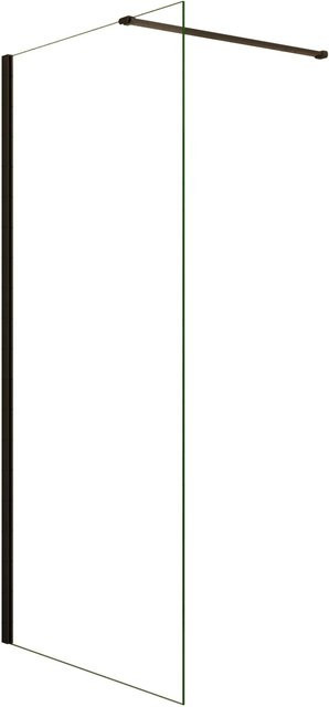 AICA Walk In Duschwand mit Stabilisator, Schwarzrahmen, ESG-Glas transparent, B: 70 cm, H: 200 cm, 8 mm Glasstärke mit Easy-Clean-Beschichtung - Bild 1