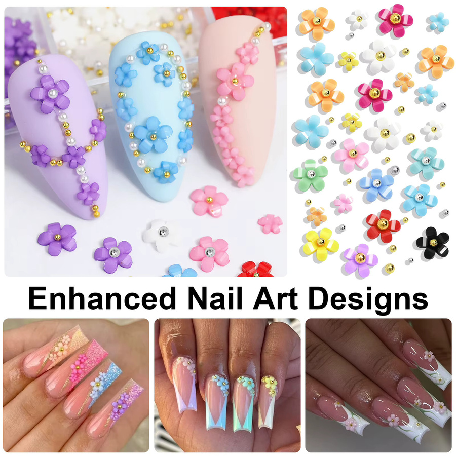 Misscheering Nagelkunst Deko-Set, Harz-Blumen-Charms, Glänzend - Bild 2