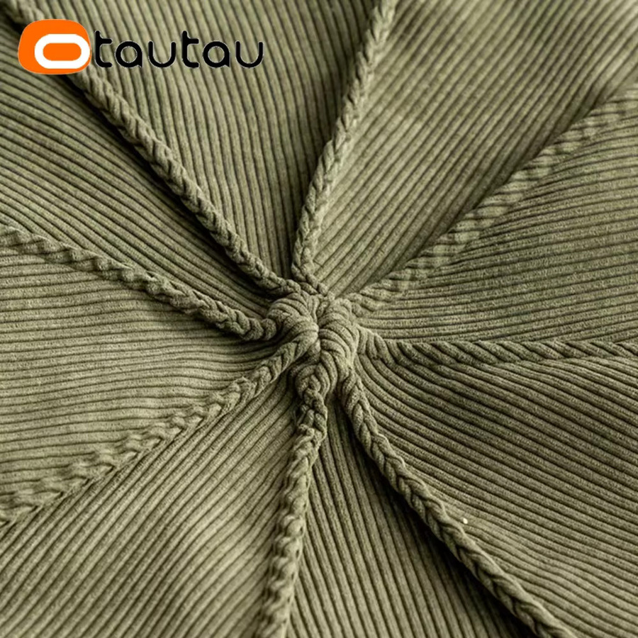 OTAUTAU Sitzsackbezug aus Baumwoll-Cord DD160 für Erwachsene in Gelb und Grün - Bild 3