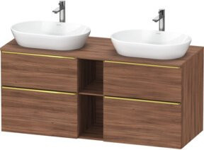 Duravit Waschtischunterschrank D-Neo in Braun Matt mit Türen und Schubladen, Wandmontage - Bild 1