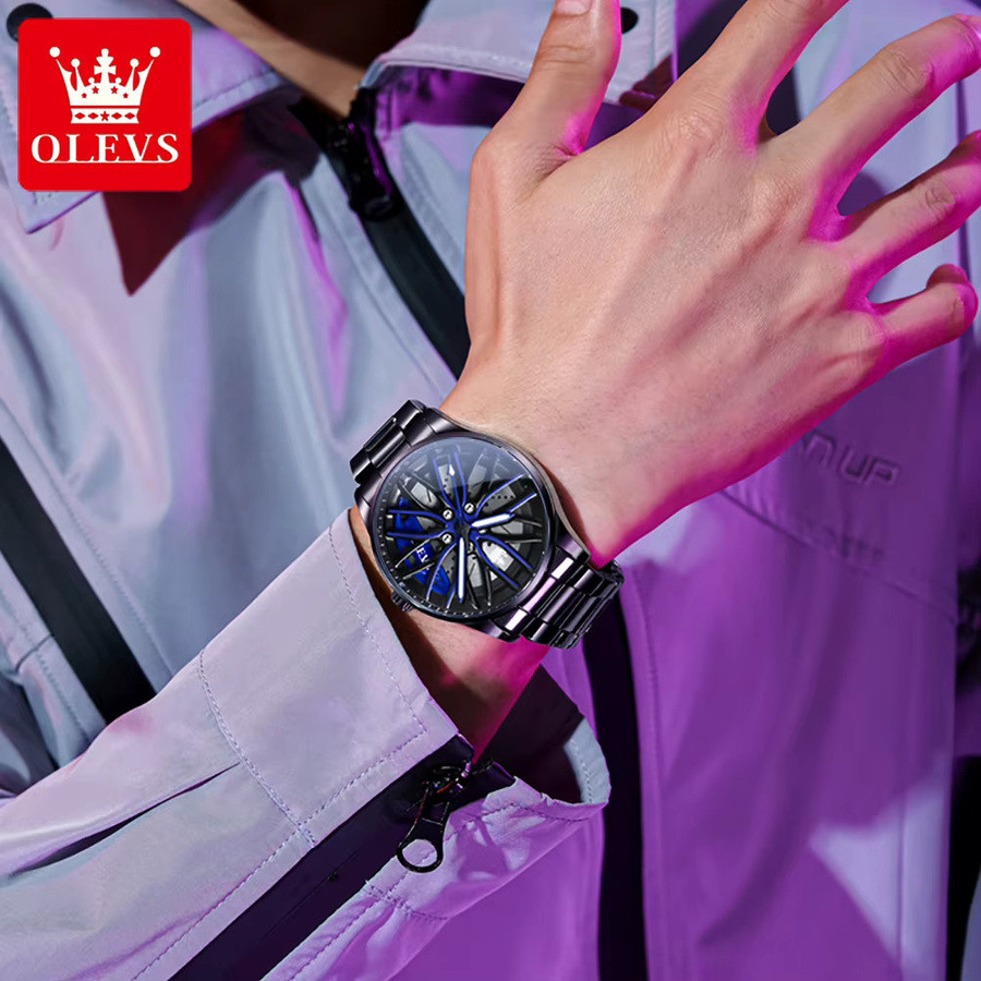 OLEVS Armbanduhr Edelstahl, Quarz, Herren, Black Purple - Bild 6