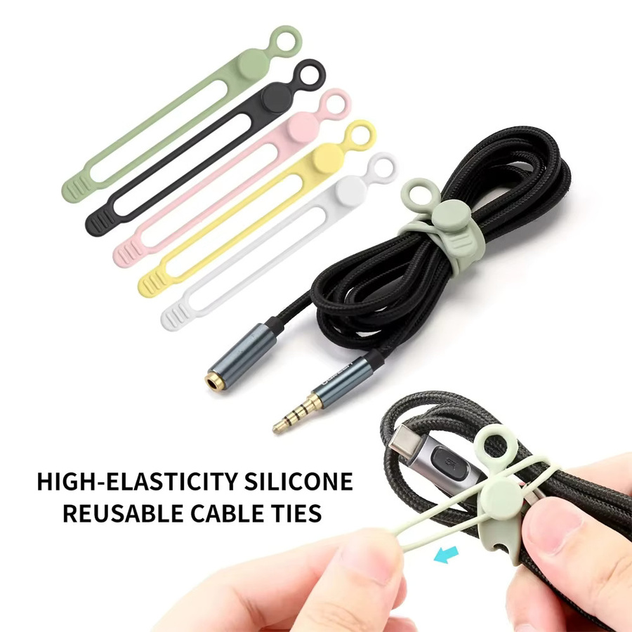Multifunktionale Silikon-Kabelbinder als wiederverwendbare Reise-Kabel-Organizer und Drahtclips - Bild 4