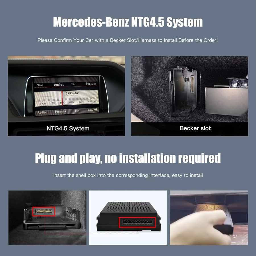 AUTOABC Drahtloses CarPlay und Android Auto Interface für Mercedes Benz NTG 4.5 System (2011–2015) A B C E Klasse GLA CLA GLK SLK CLS in Schwarz - Bild 4