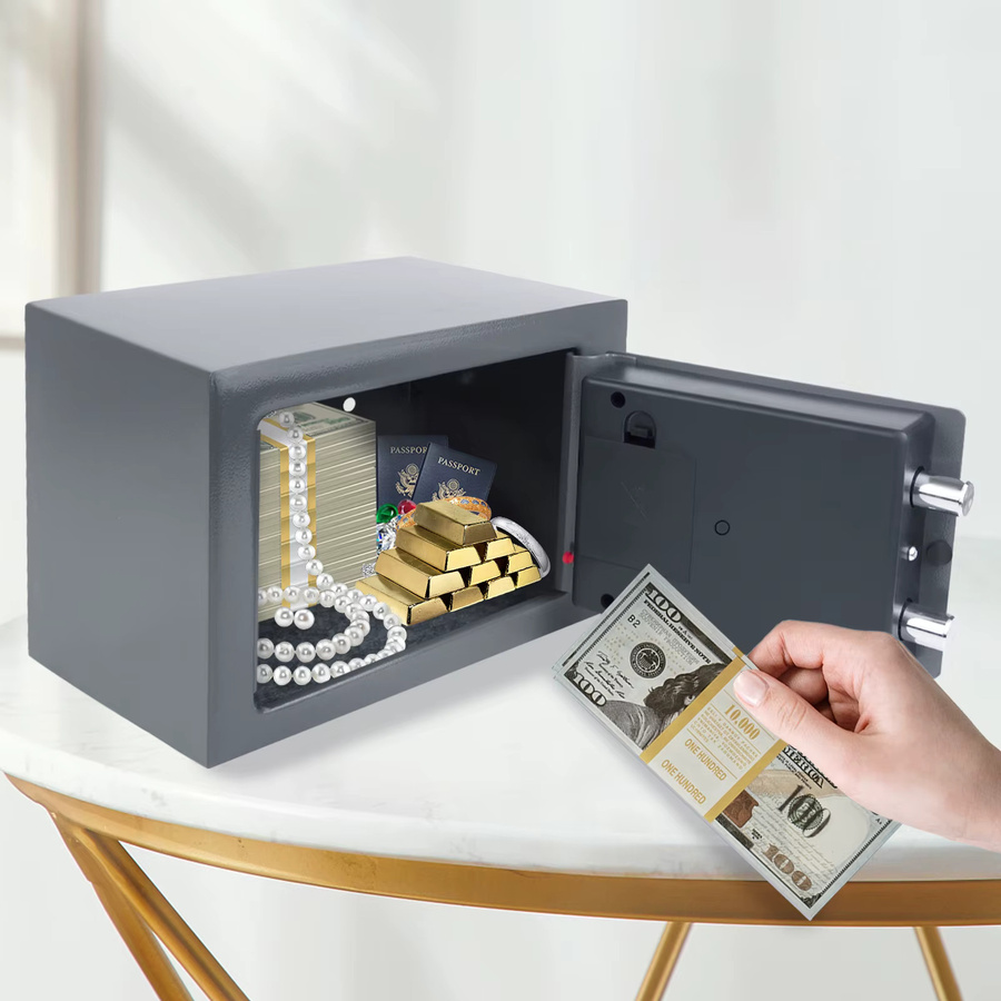 DayPlus Digitaler Safe mit elektronischem Schloss und Notschlüsseln, 4,6 l, Stahlgehäuse, Wand- oder Bodenmontage - Bild 5