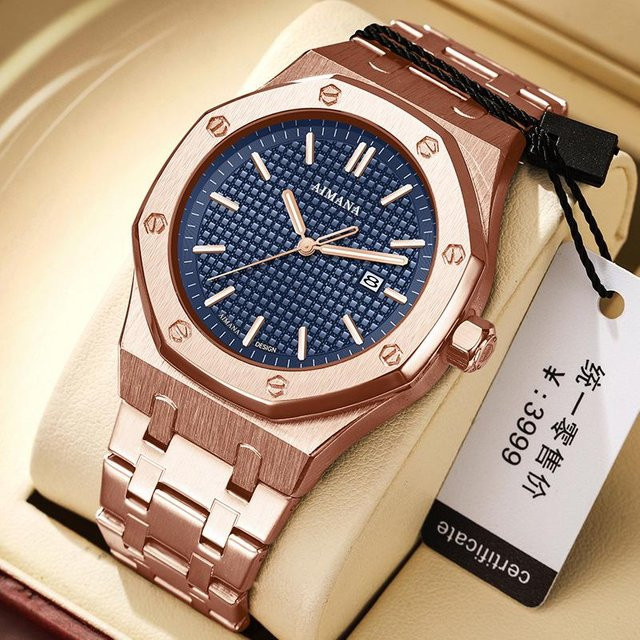 Global Finds Armbanduhr Edelstahl, Quarz, Blau, 41 mm, Herren - Bild 1
