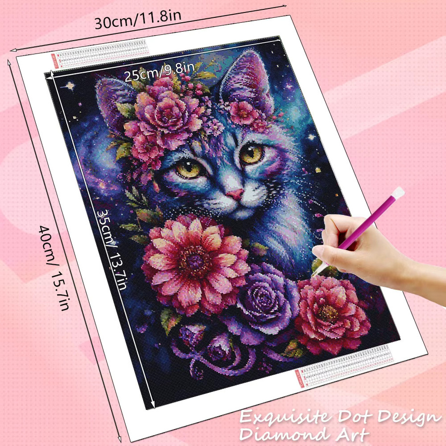 HUACAN Diamond Painting Set mit floralem Motiv und bunten Strasssteinen zur Wanddekoration, Multicolor - Bild 2