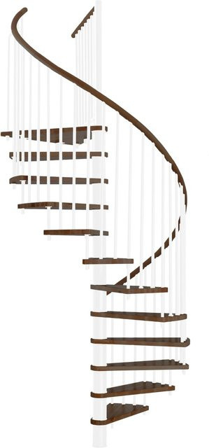 Minka Spindeltreppe Spiral Wood in Walnuss und Weiß aus Holz und Stahl für eine Raumhöhe von 140 cm bis 305 cm - Bild 1