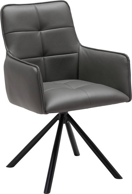 Premium Living Armlehnstuhl Vincent in Grau mit Kunstleder und Rollen - Bild 1