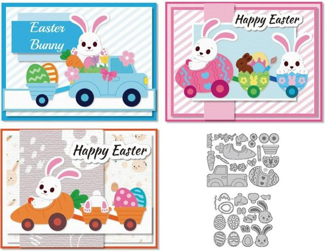 Metall-Schneideschablone Ostern Kaninchen und Karotte für Scrapbooking und Prägearbeiten - Bild 1