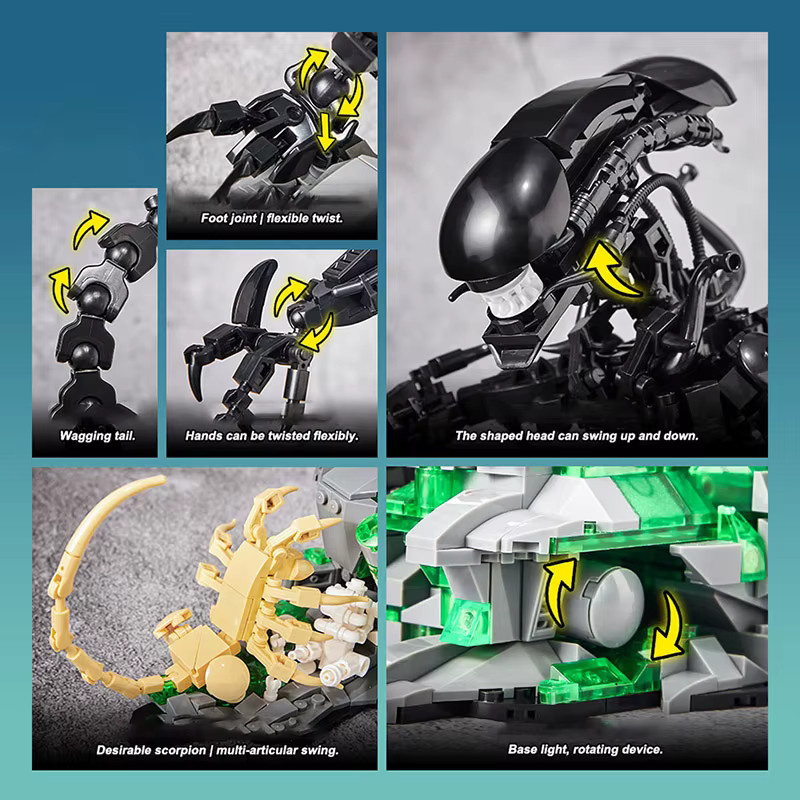 BXA Kreatives MOC Alien Monster Bausteine Set in Schwarz mit Werkzeug für Kinder und Erwachsene - Bild 5