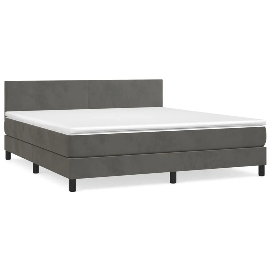 vidaXL Boxspringbett mit Matratze in Dunkelgrau aus Samt, Hybrid-Design mit Taschenfederkern, B/T: 160 x 200 cm - Bild 2