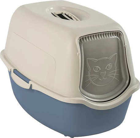 Rotho MyPet Eco Bailey Katzentoilette mit Deckel und Aktivkohlefilter in Blau/Sand