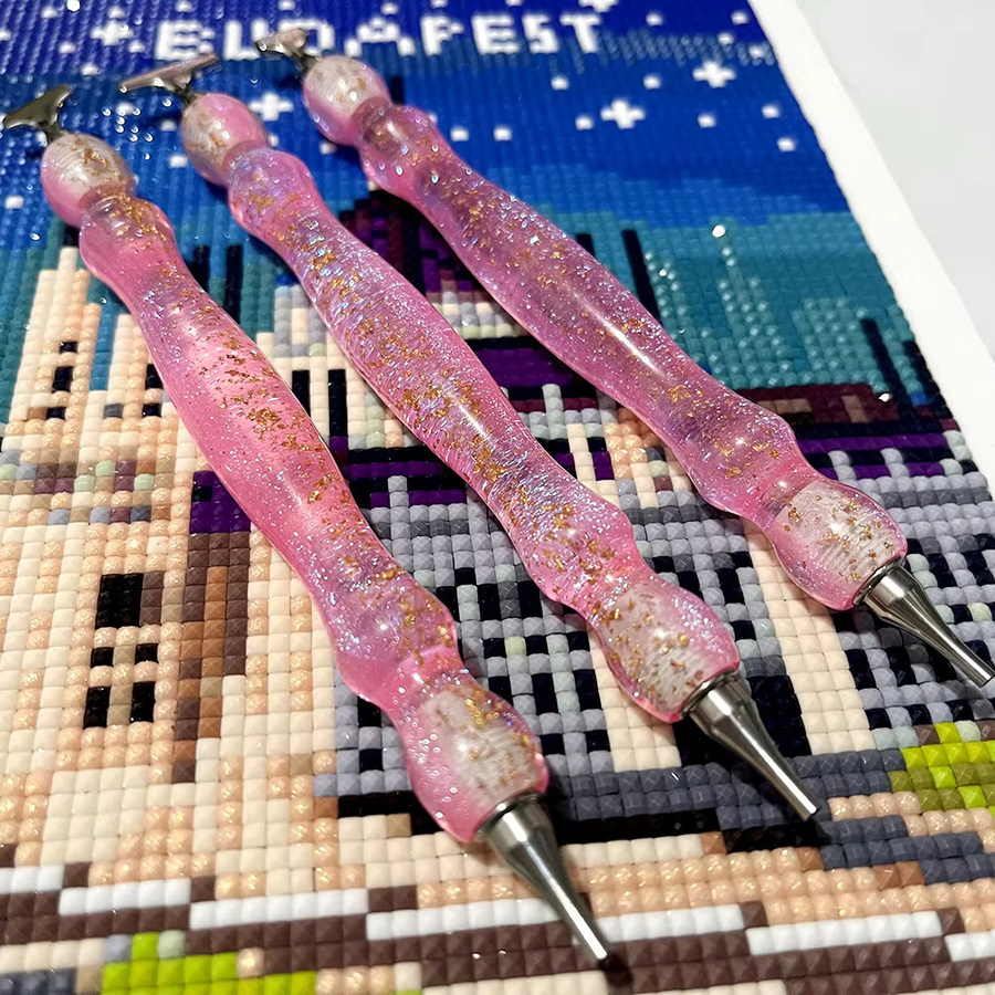 HOMFUN Diamantmalerei-Stift in Rosa-Gold mit Metall-Schraubgewinde-Spitzen für Stickerei und Diamond Painting - Bild 3