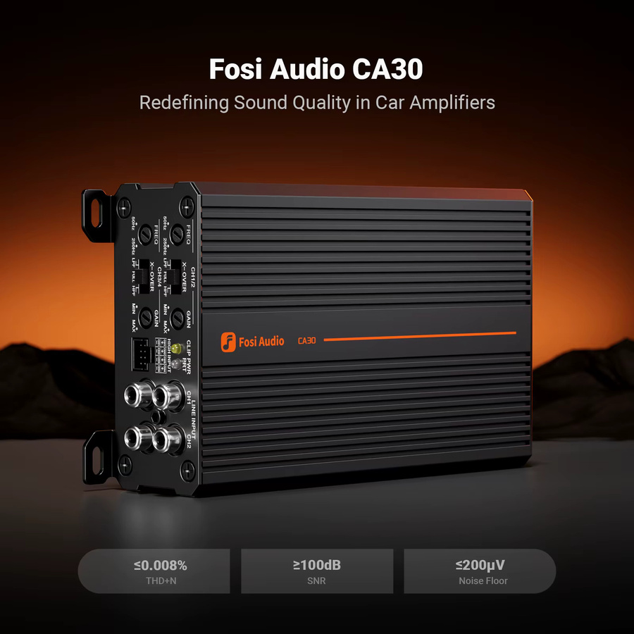 Fosi Audio CA30 4-Kanal Klasse D HIFI Stereo Auto-Audio-Leistungsverstärker in Schwarz mit 100W*4@4Ω und Brückenbetrieb - Bild 2
