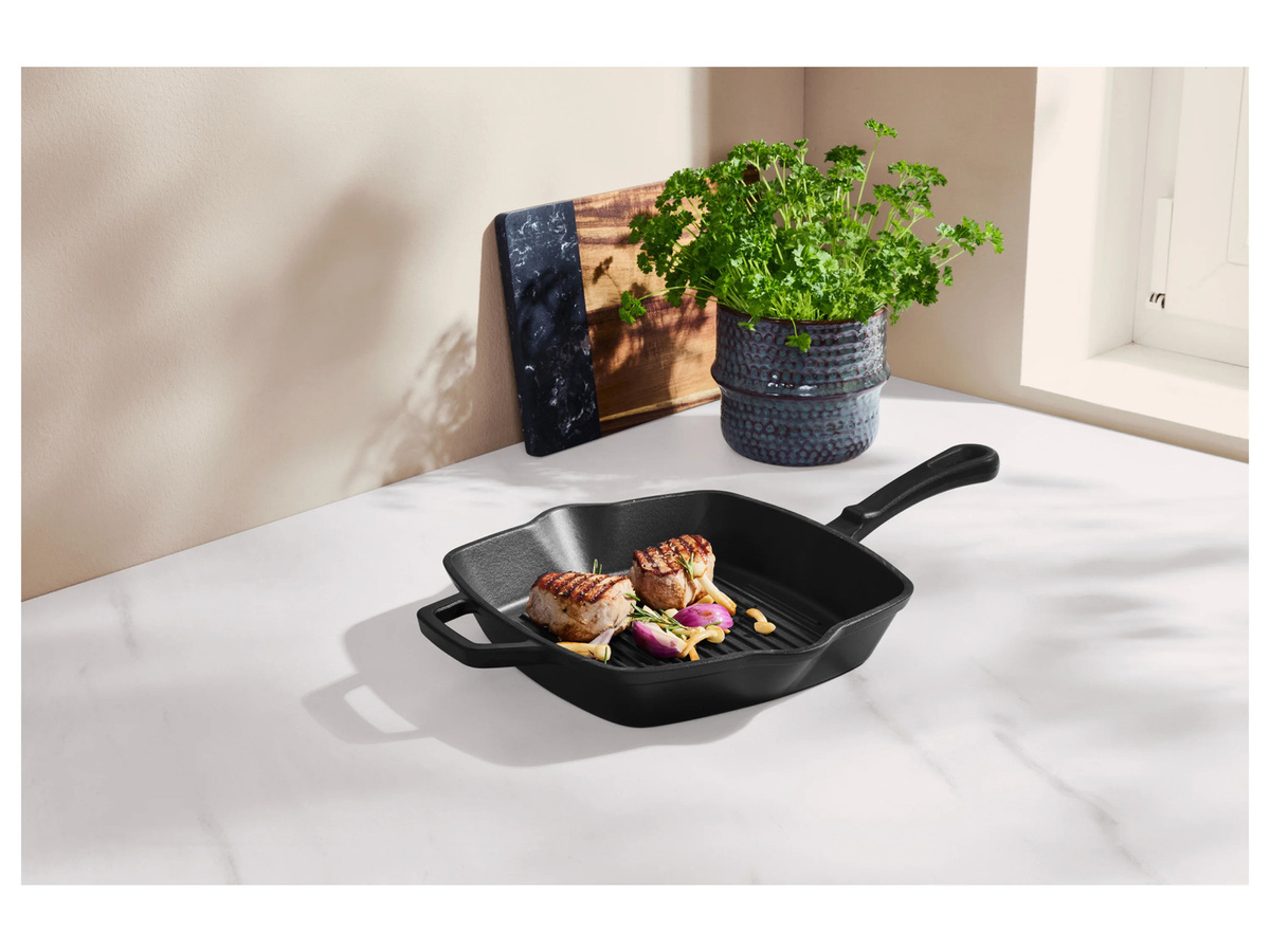 SILVERCREST Premium-Gusseisenpfanne Grillpfanne, Schwarz, emailliert - Bild 2