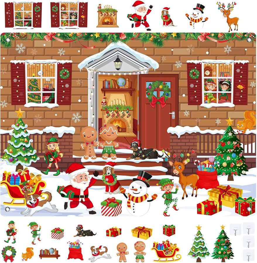 BizyKoady Weihnachts-Filz-Geschichtenbrett-Set mit abnehmbaren Ornamenten in Multicolor als interaktives DIY-Spielset und Wanddekoration - Bild 3