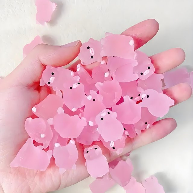 MARKET-3 Leuchtende Mini-Harz-Schweinchen in Rosa für DIY-Projekte und Feengärten - Bild 1