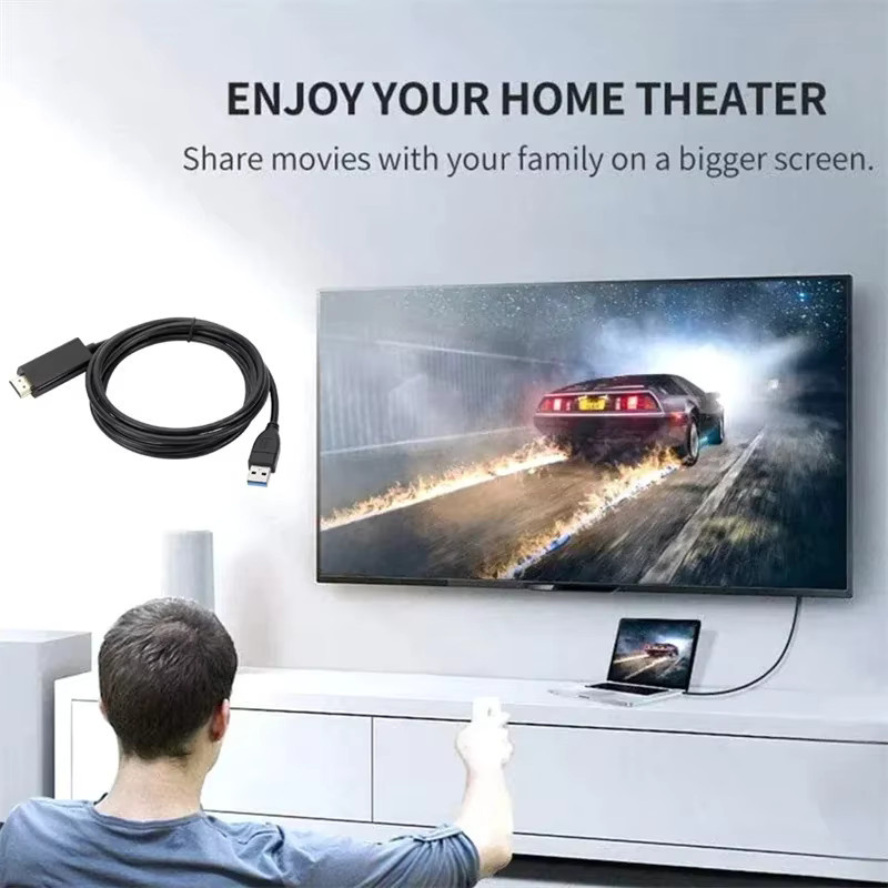 Kebidumei USB 3.0 auf HDMI Adapterkabel in Schwarz, 1080P Full HD, Länge: 1,8 m - Bild 3