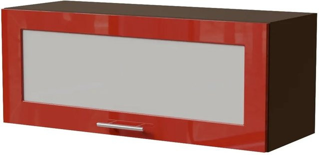 Feldmann-Wohnen Klapphängeschrank Brerra W4BS/90 WKF in Lava Karminrot Hochglanz mit Milchglastüren, B/T/H: 90 x 32,5 x 36 cm - Bild 1
