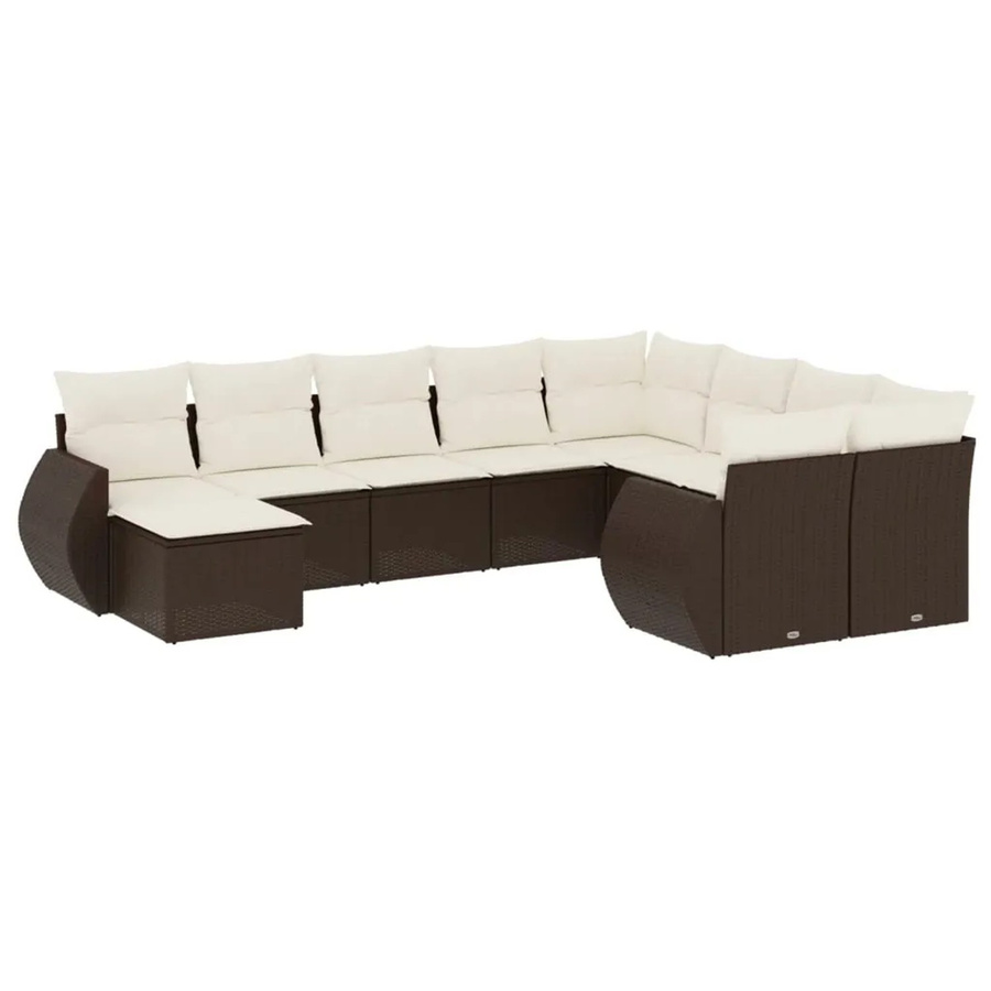 vidaXL 10-teilige Garten-Sofagarnitur aus Poly-Rattan in Braun mit Kissen - Bild 2