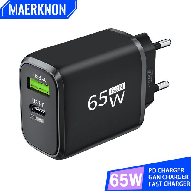 Maerknon USB-C Schnellladegerät mit 3,0 PD Wandadapter in Schwarz für iPhone 15, Xiaomi, Poco, Samsung und OnePlus - Bild 1
