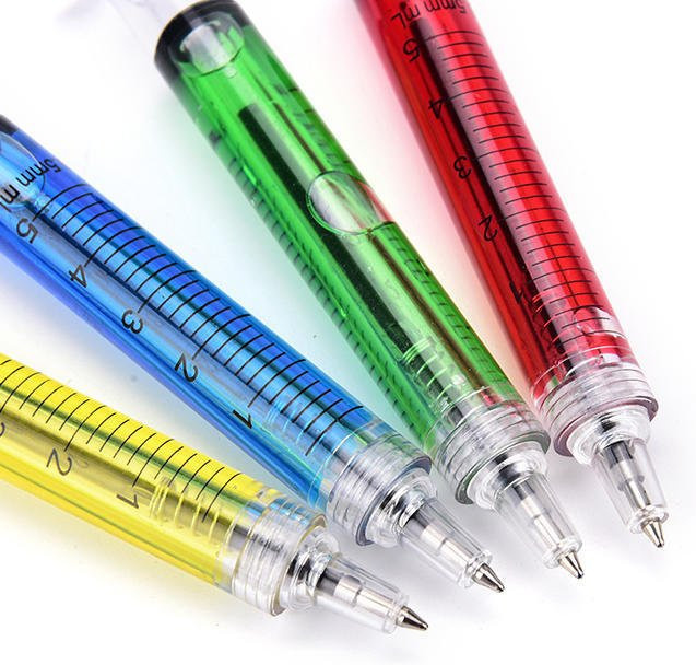 10er Set Kugelschreiber in Spritzenform für Ärzte und Pflegepersonal, Mehrfarbig, Flüssigstift aus Kunststoff - Bild 1