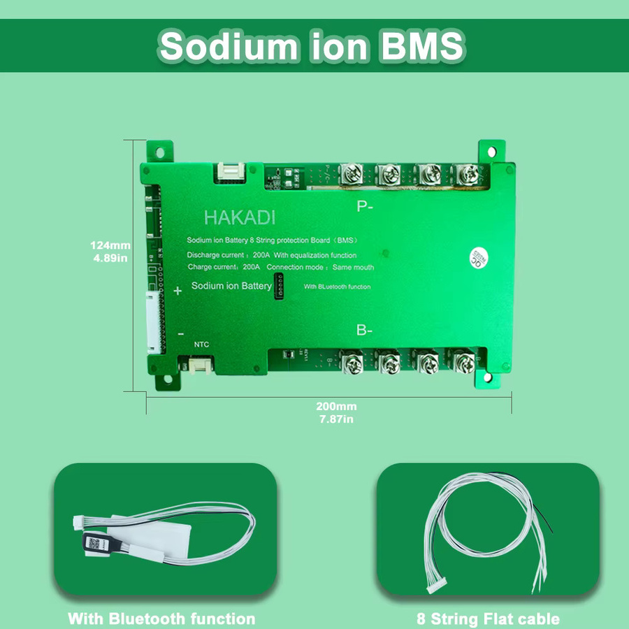 HAKADI Bluetooth BMS für Na-Ionen-Akkus 4-16S mit 50A bis 200A in Grün - Bild 2